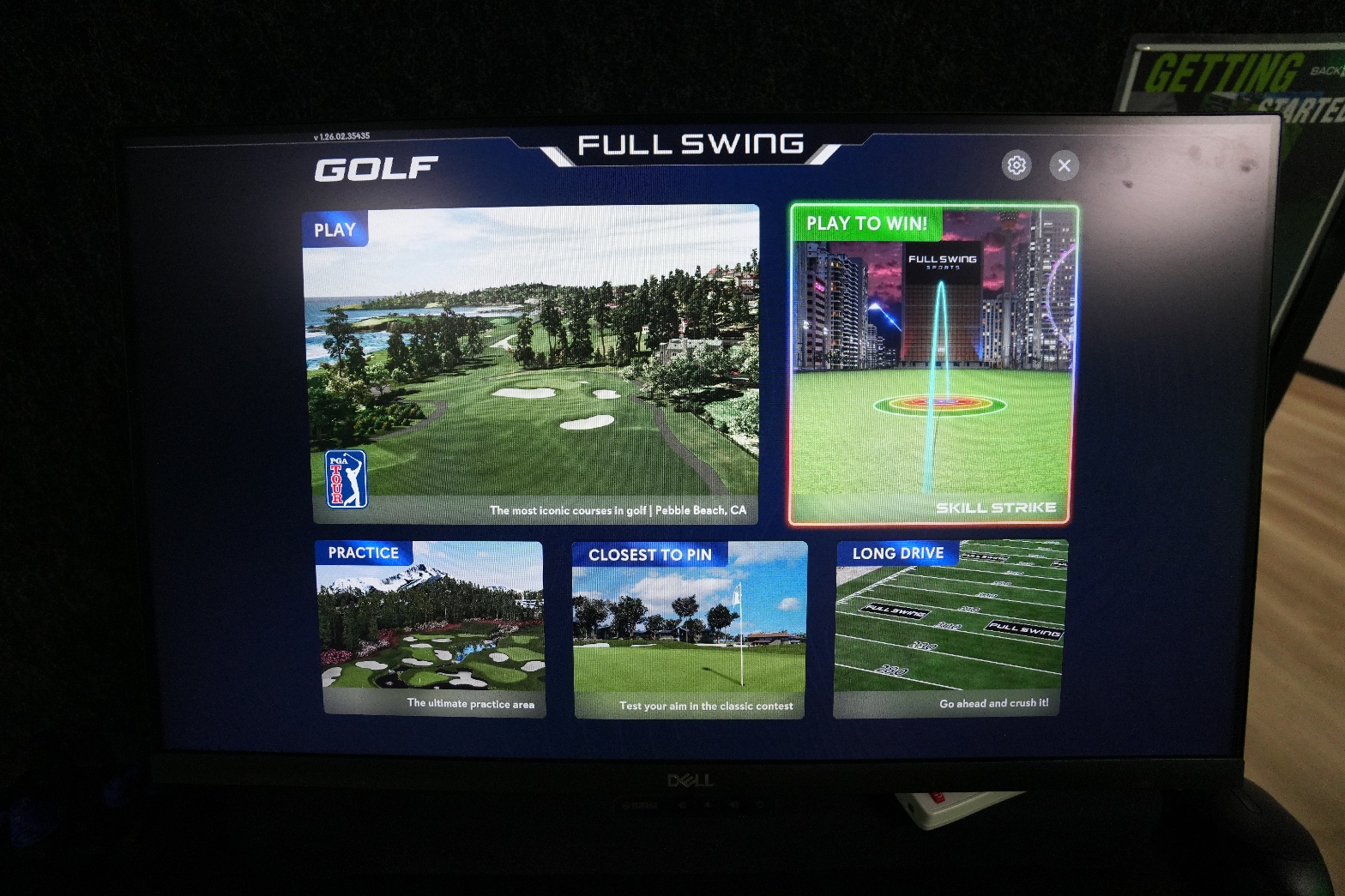 Back Nine Golf Full Swing simulator screen showing Pebble Beach